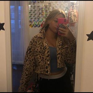 Cheetah jean jacket ( never worn)